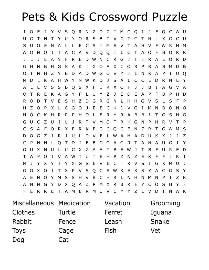 Printable Crossword Puzzles For Kids Vocabulary