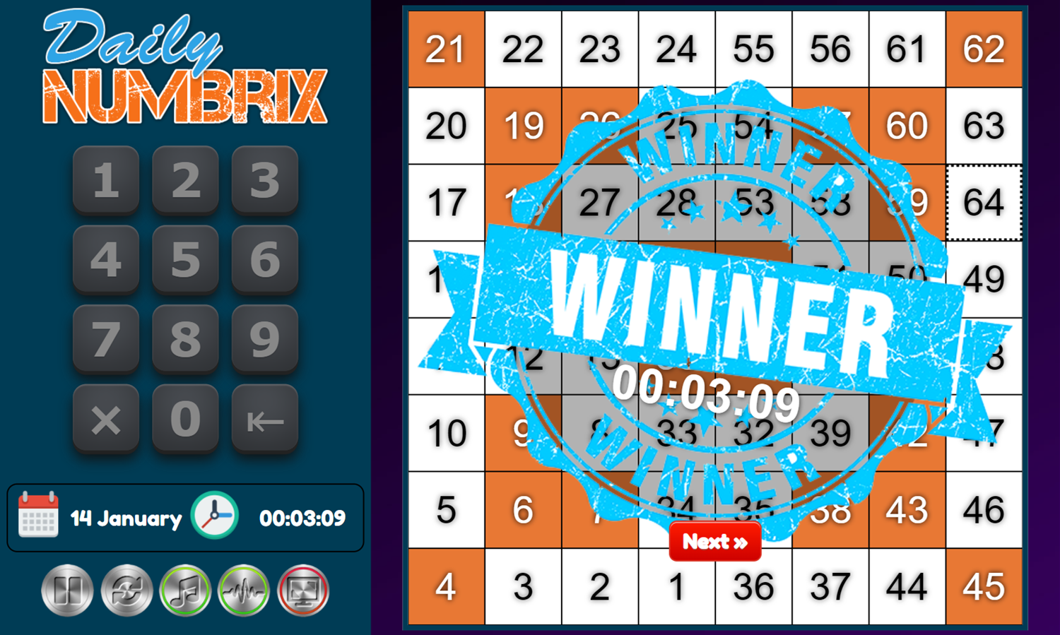 Play Daily Numbrix Game Free Online Number Filling Logic 
