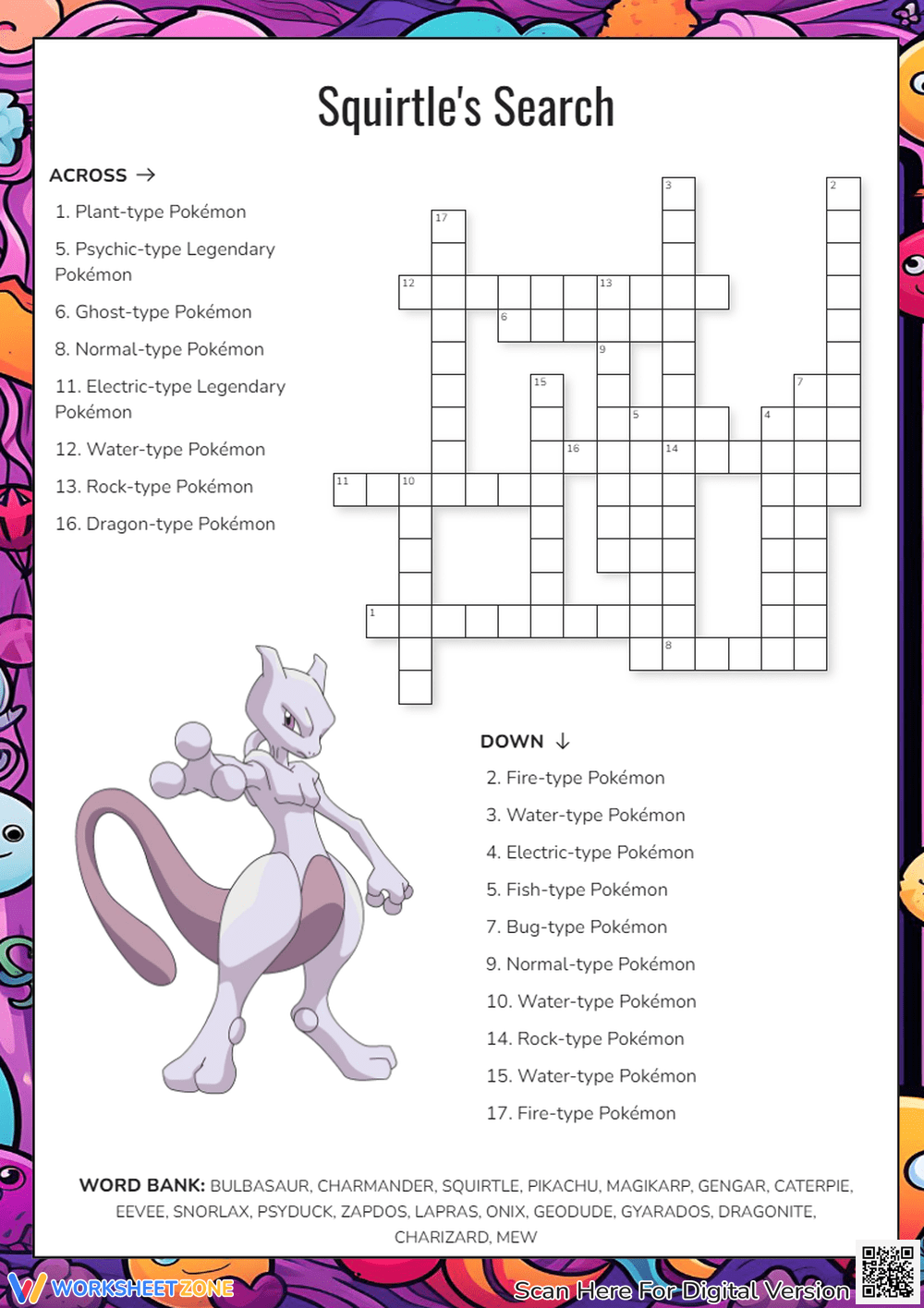 Free Printable Pokemon Crossword Puzzles