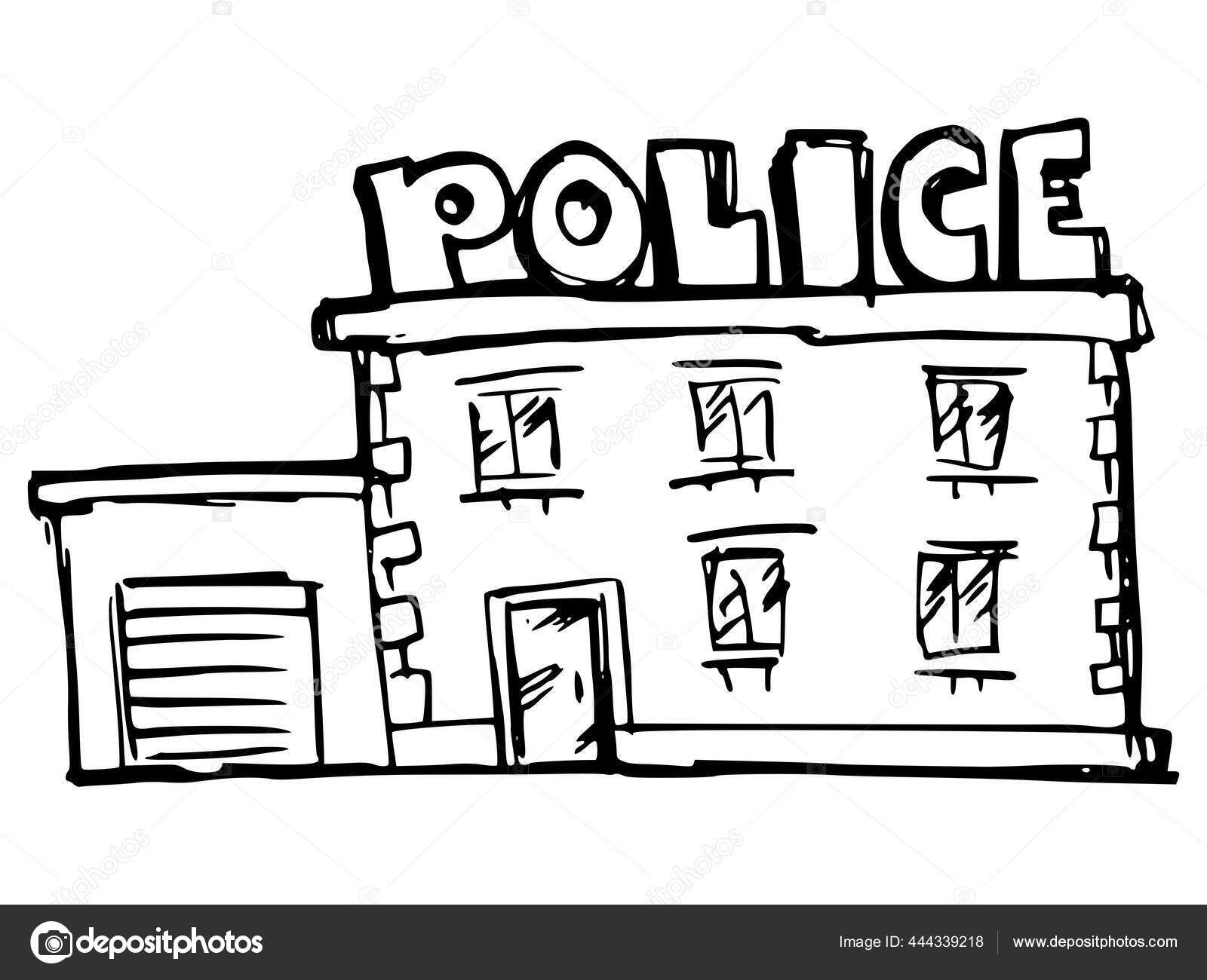 Police Station Building Object Architecture Front View Vector 