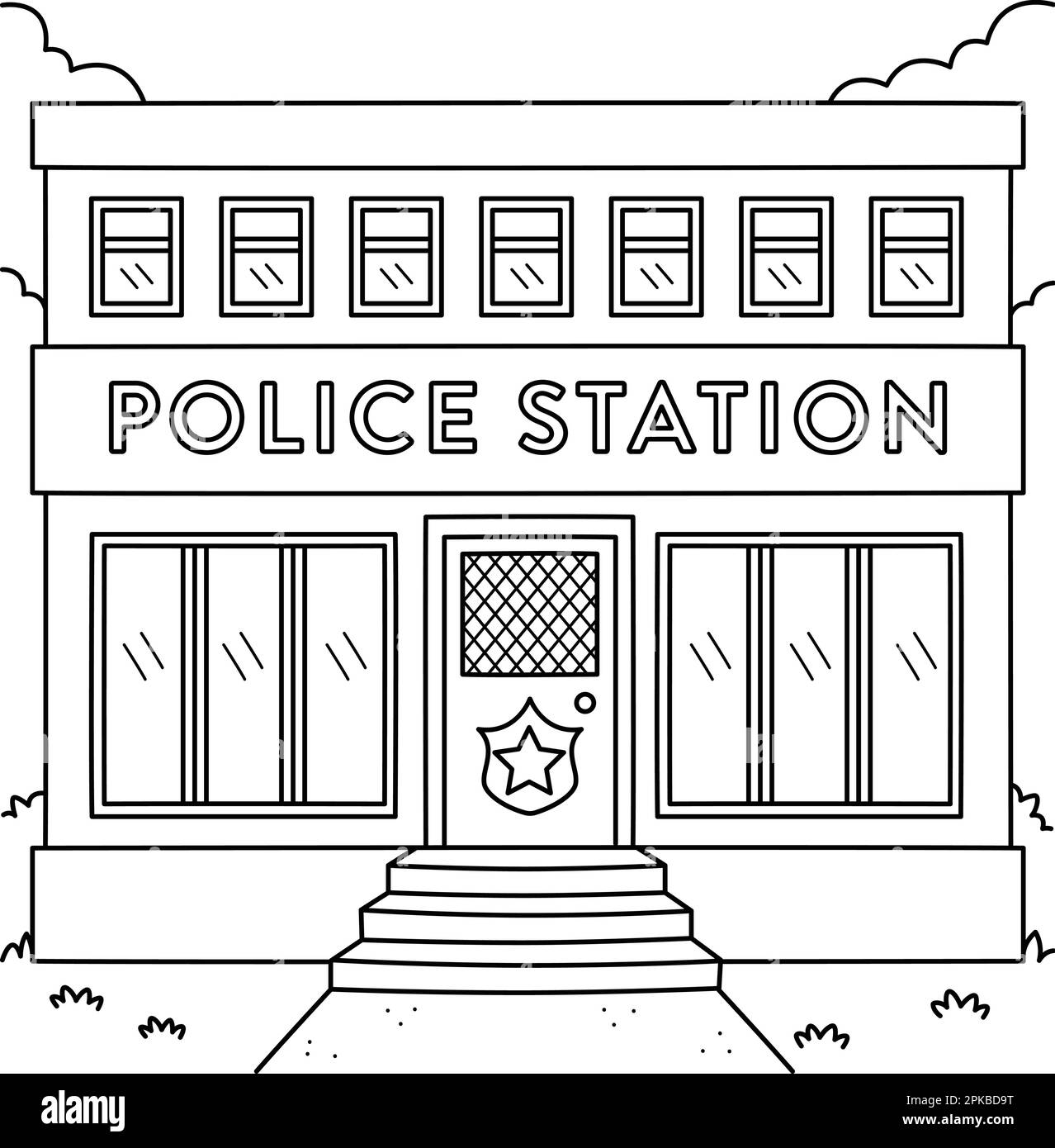 Police Station Coloring Page For Kids Stock Vector Image amp Art Alamy