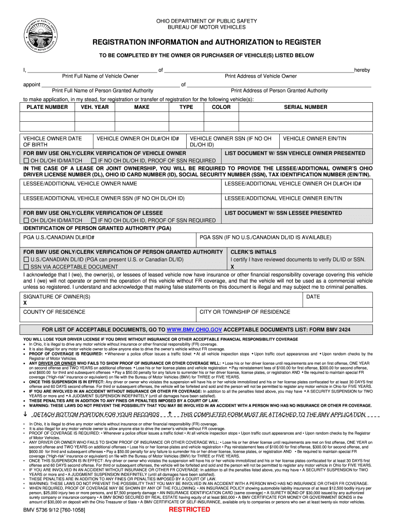 Power Of Attorney Form Ohio Bmv Printable