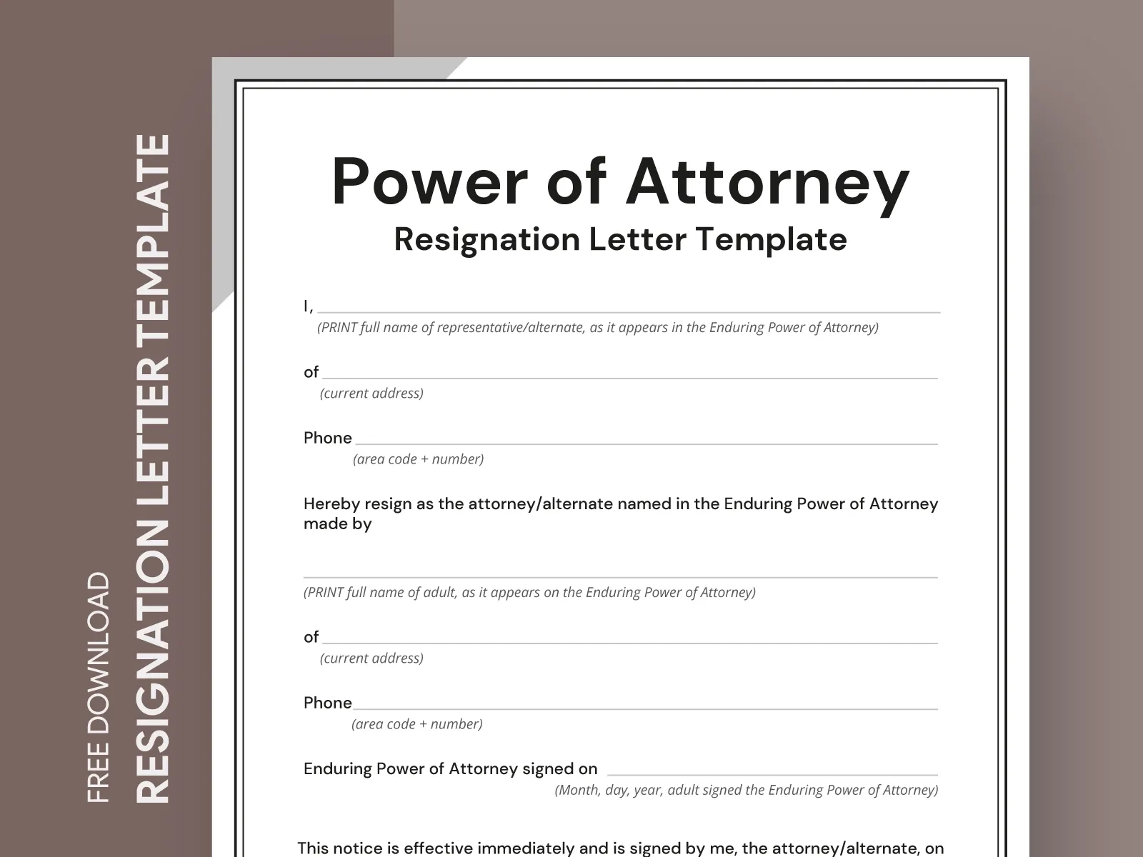 Power Of Attorney Resignation Letter Free Google Docs Template By 