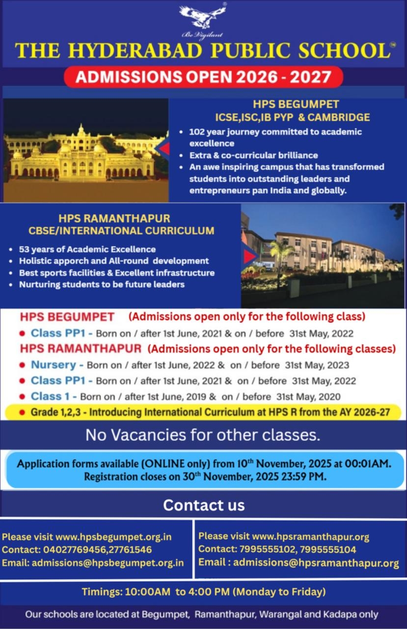 PP 1 Admissions Open 2026 2027 The Hyderabad Public School