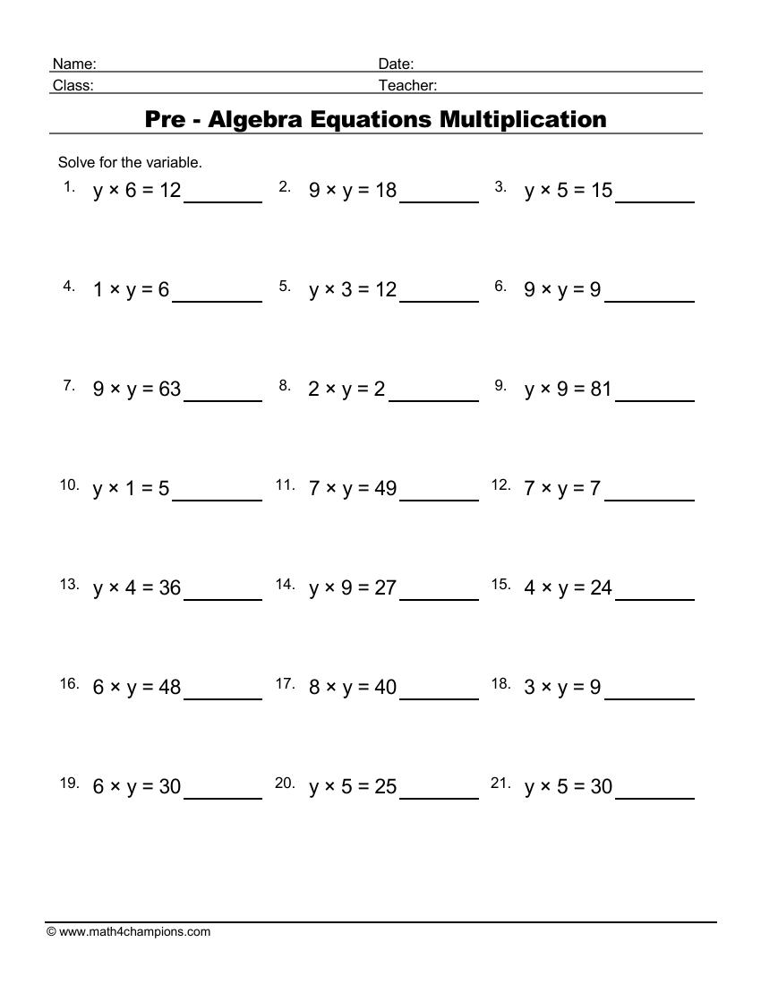 Pre Algebra Worksheets Algebraic Expressions Worksheets 