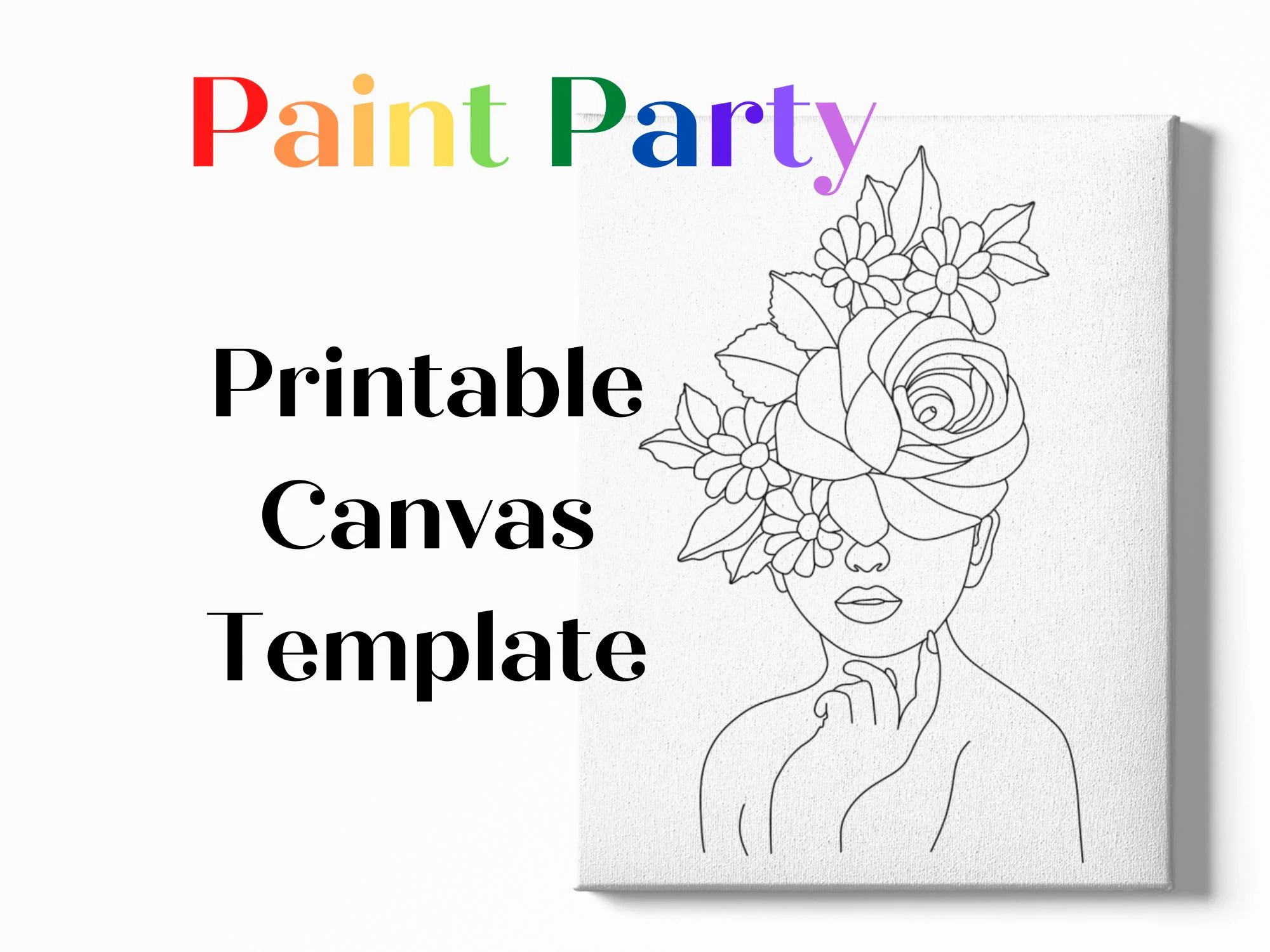 Pre drawn Canvas Stencil DIY Paint Party Template digital 