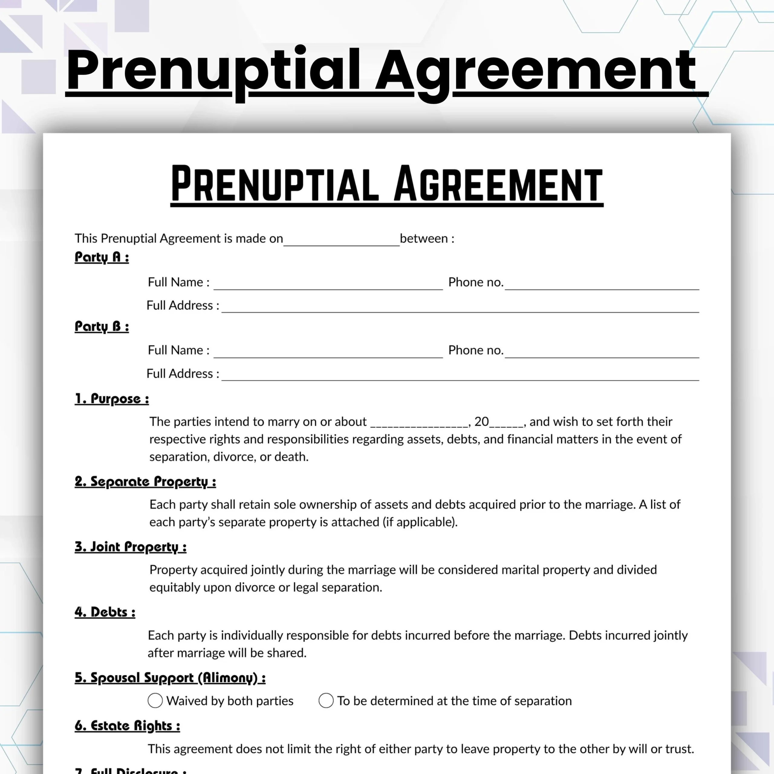 Prenup Agreement Etsy de
