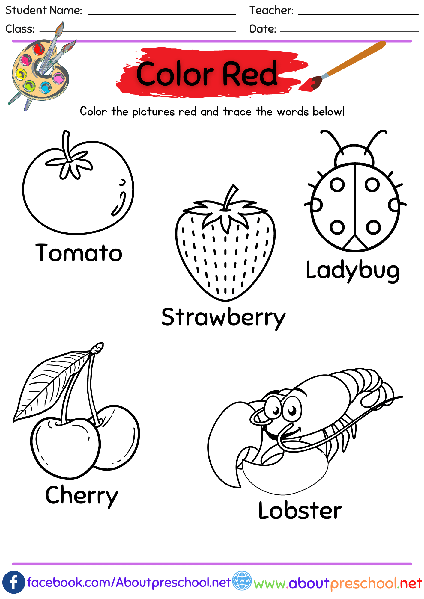 Preschool Colors Theme All Red Color Activity Preschool 