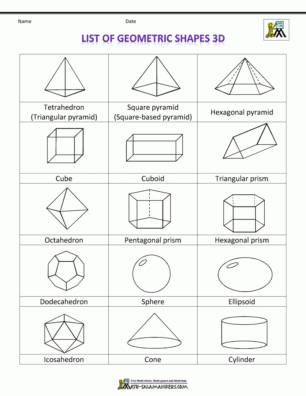 Printable 3d Shapes Worksheets Library