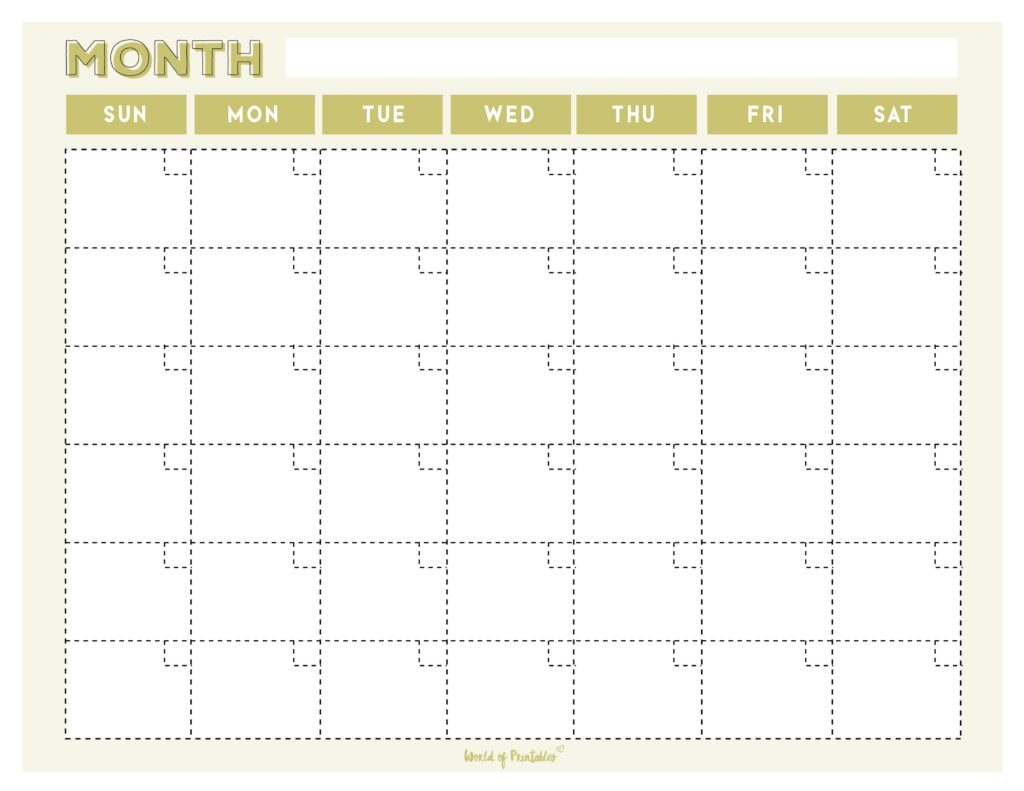 Monthly Blank Calendar Printable