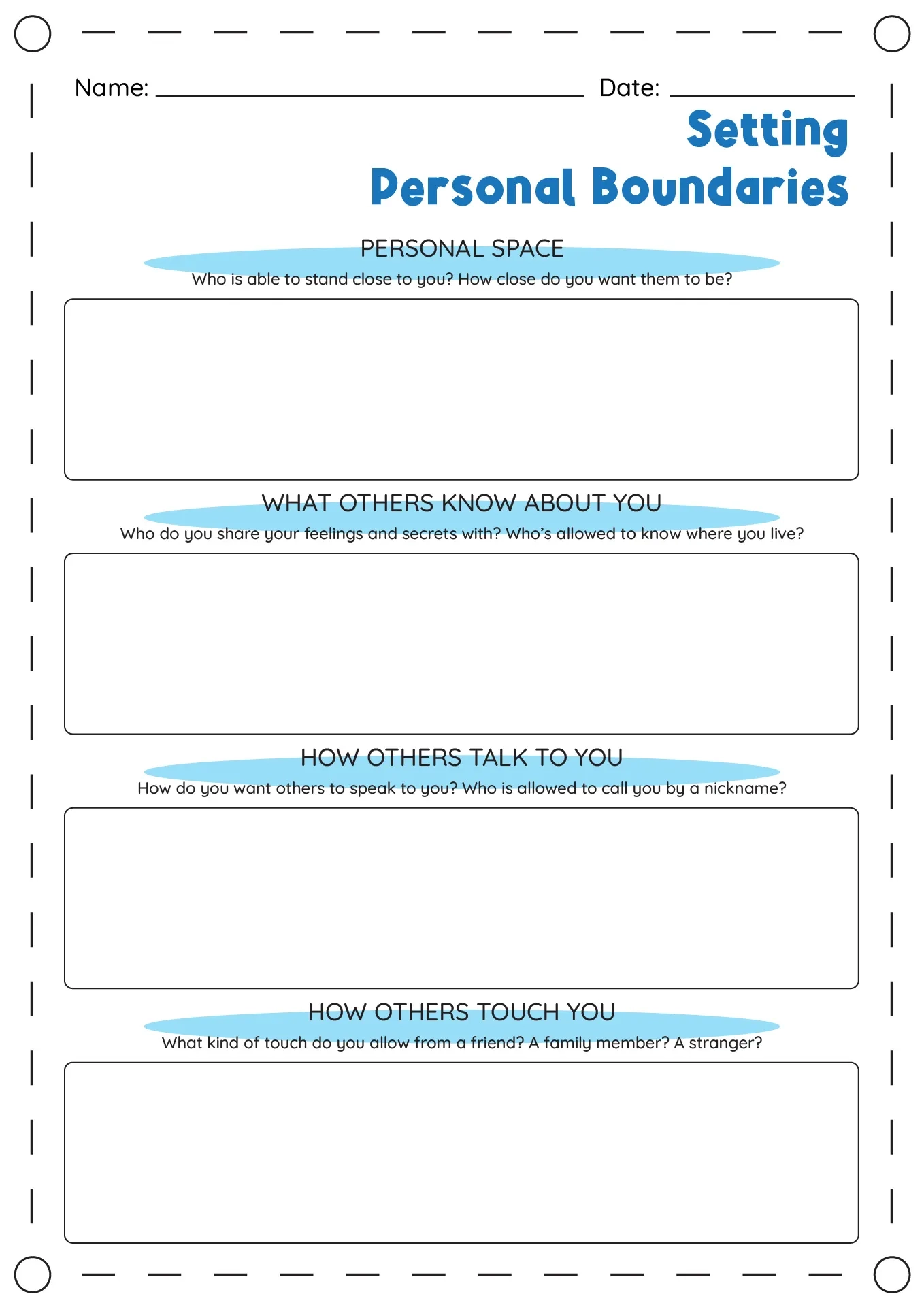 Free Printable Worksheets On Boundaries
