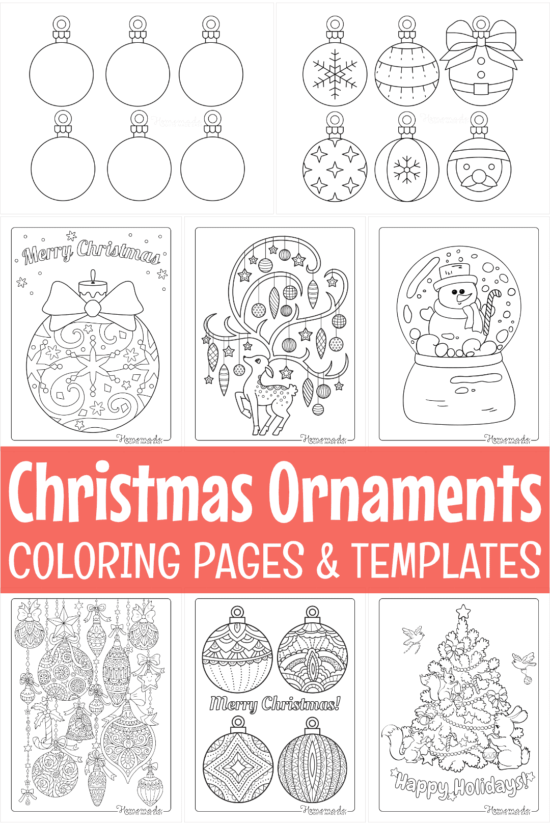 Printable Christmas Ornaments Coloring Pages amp Blank Templates
