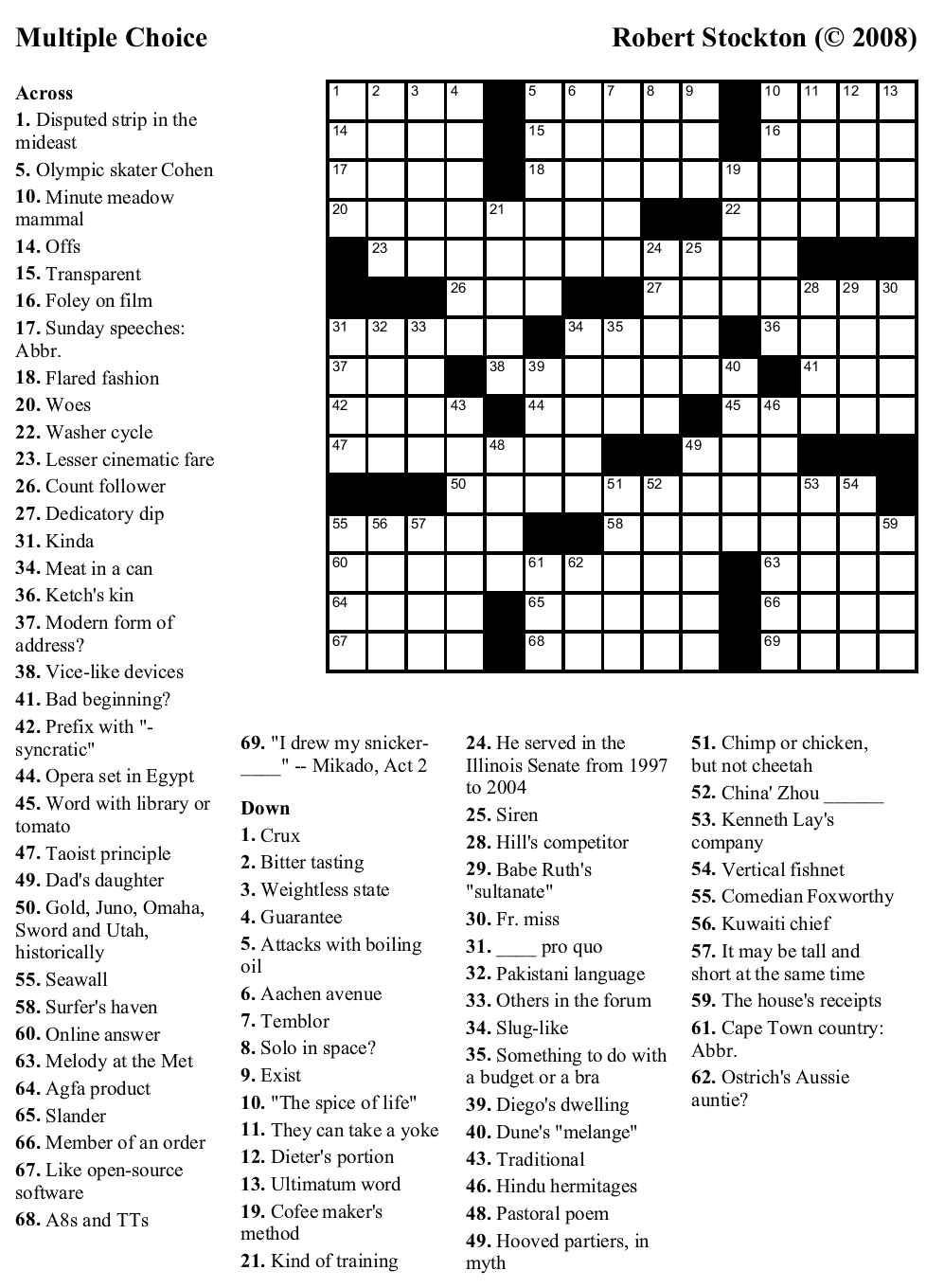 Crossword Puzzles For Teenagers Printable