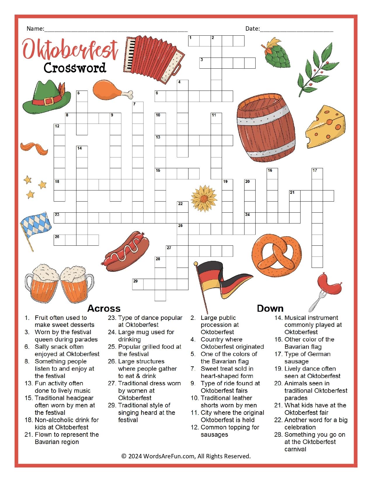 Fun Adult Crossword Puzzles Printable