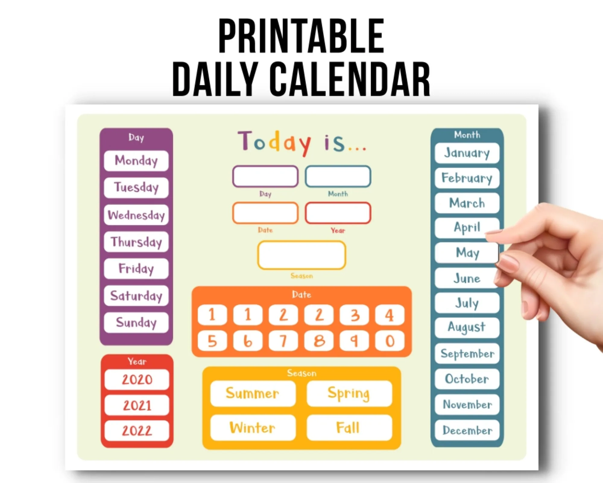 Printable Daily Calendar For Kids Printables For Kids Printable 