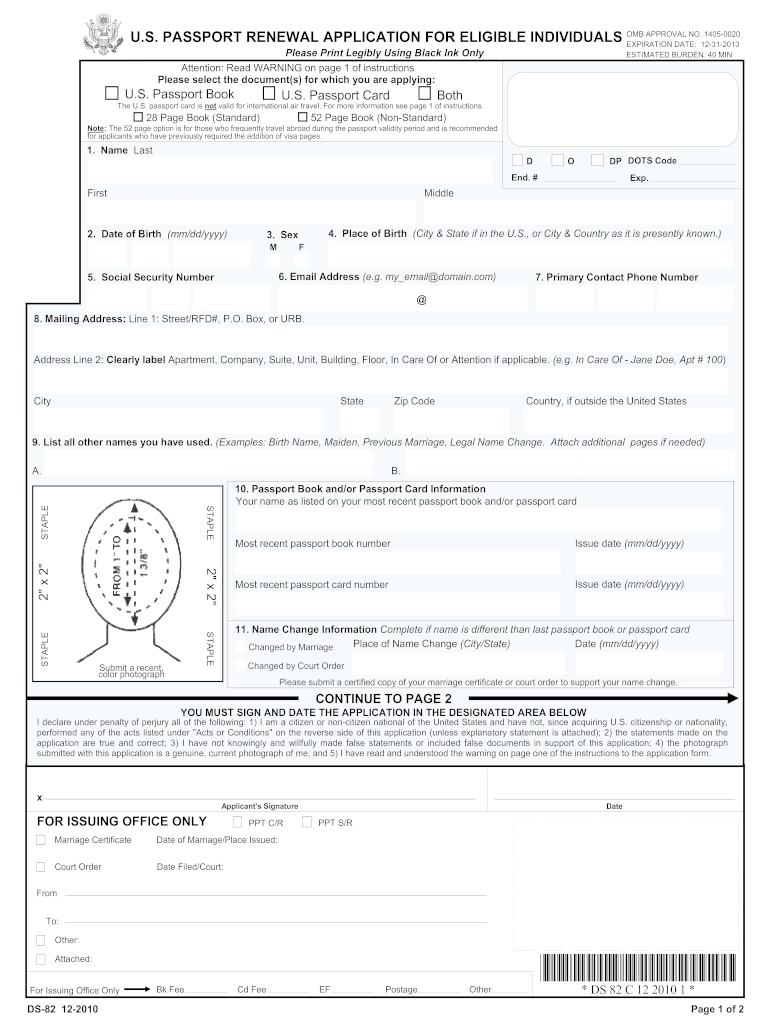 Printable Form To Renew Passport