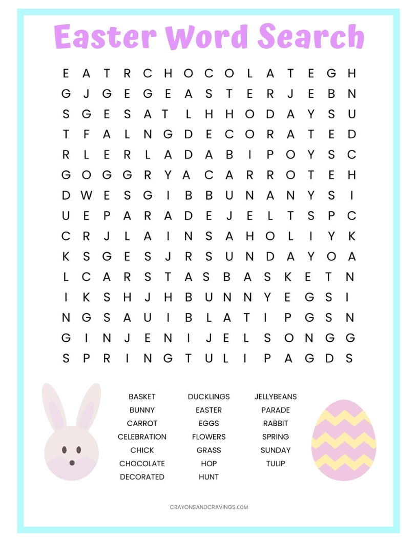 Printable Easter Word Search AllFreePaperCrafts