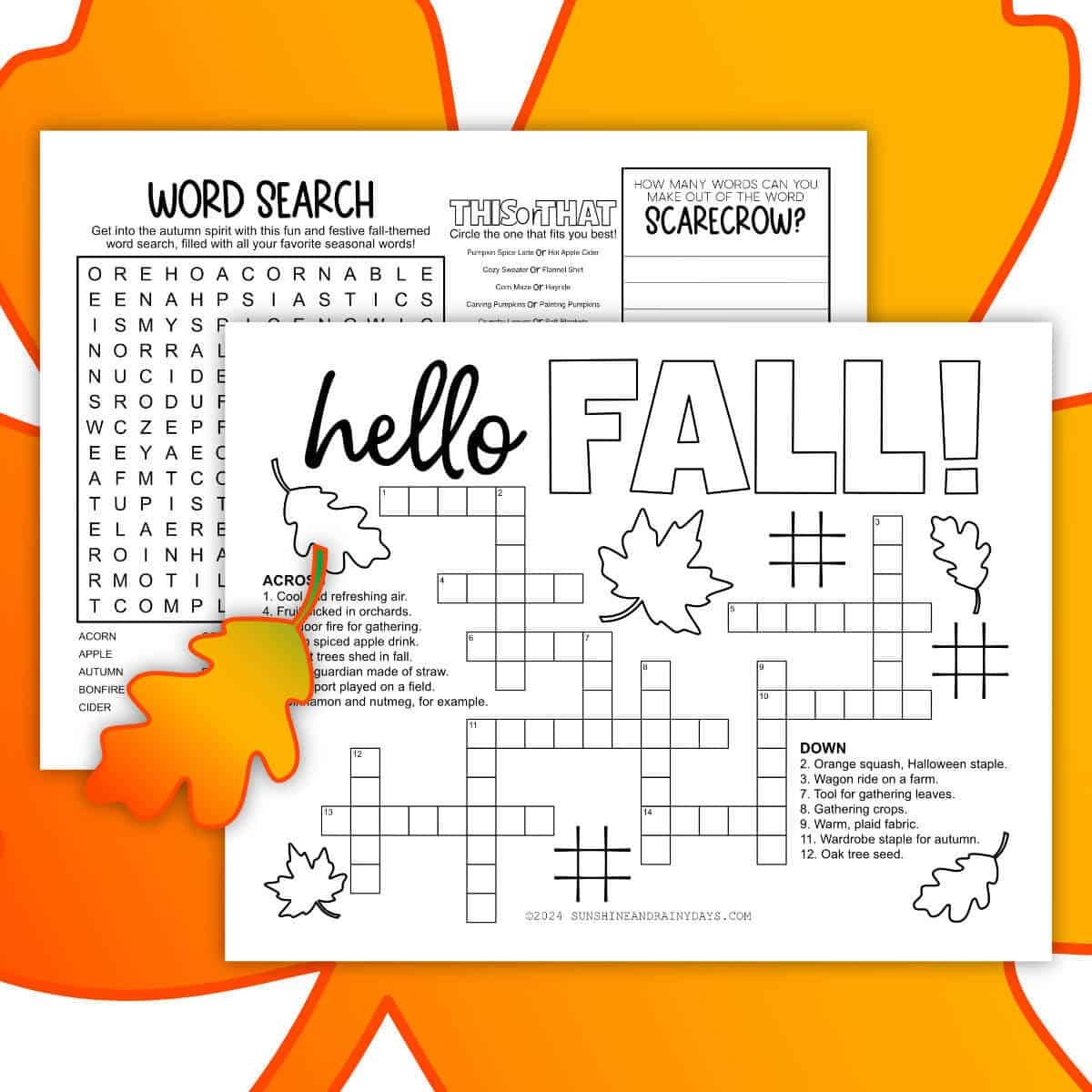 Printable Fall Activity Sheet Sunshine And Rainy Days