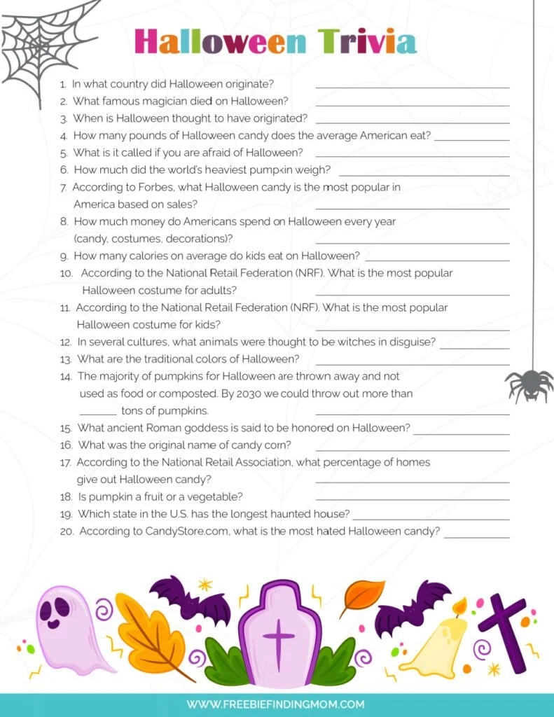 Free Printable Trivia Worksheets