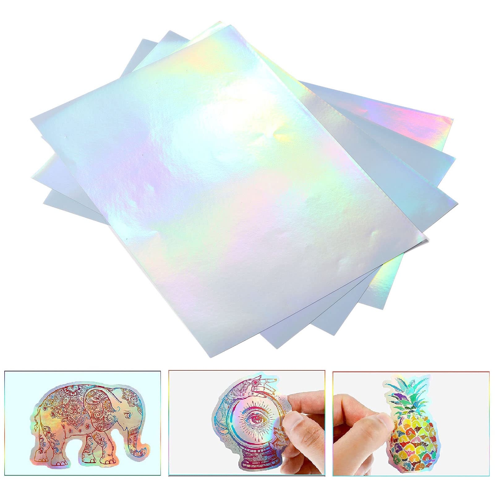 Printable Holographic Sticker Paper Laser Aluminized Film Printing Holographic Embroidery Paper Fast Ink Recording 22 Sheets Convenient 
