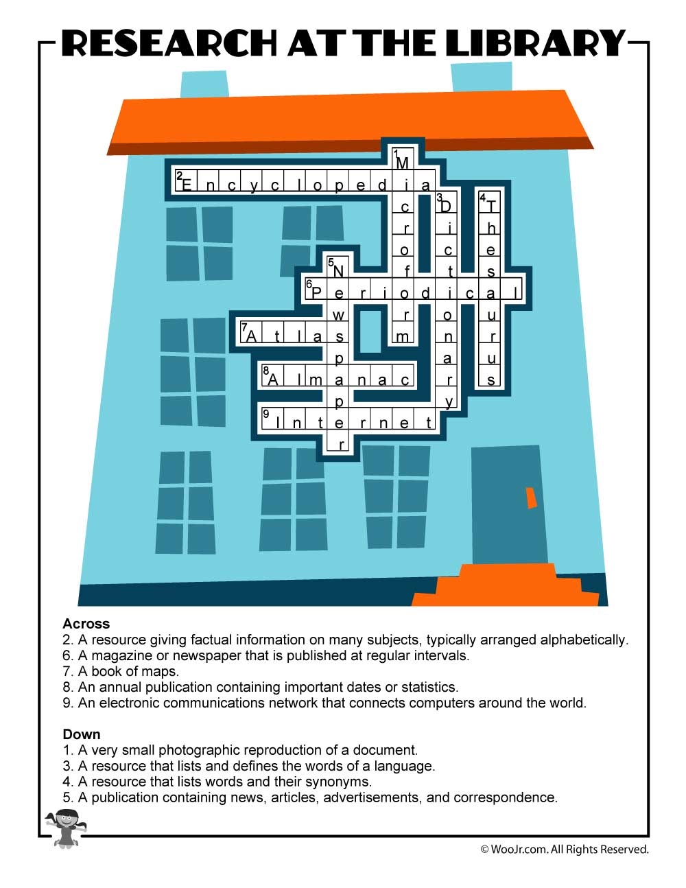 Printable Library Activities Coloring Pages Word Puzzles 