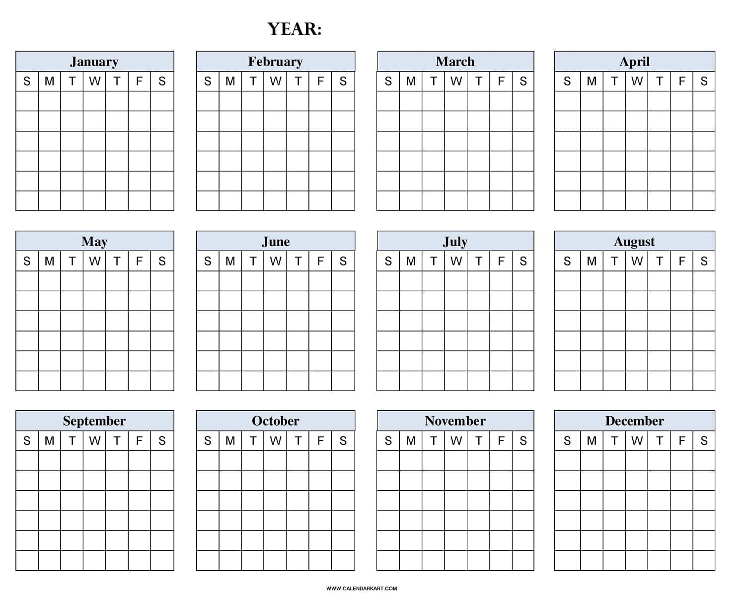 Printable Monthly Weekly And Yearly Blank Calendar Templates 