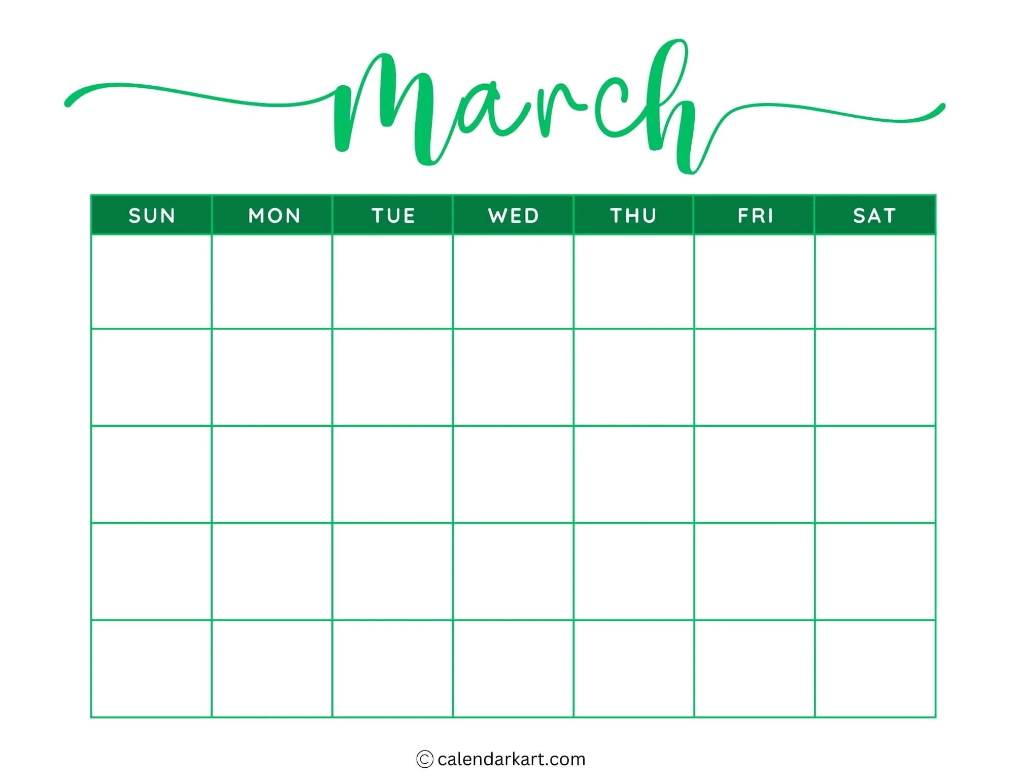 Editable Printable Blank Calendar