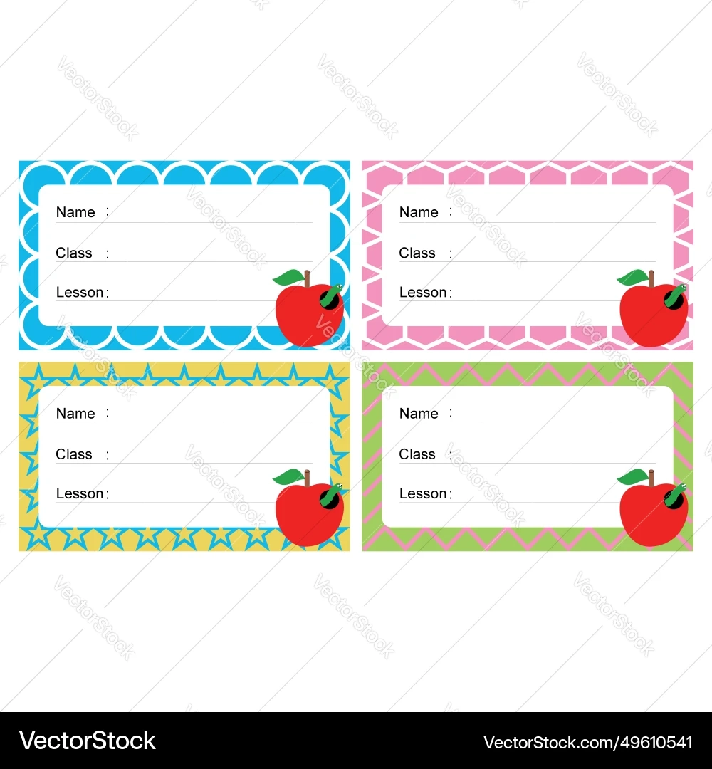 Printable Name Label Stickers With Designs Royalty Free Vector 