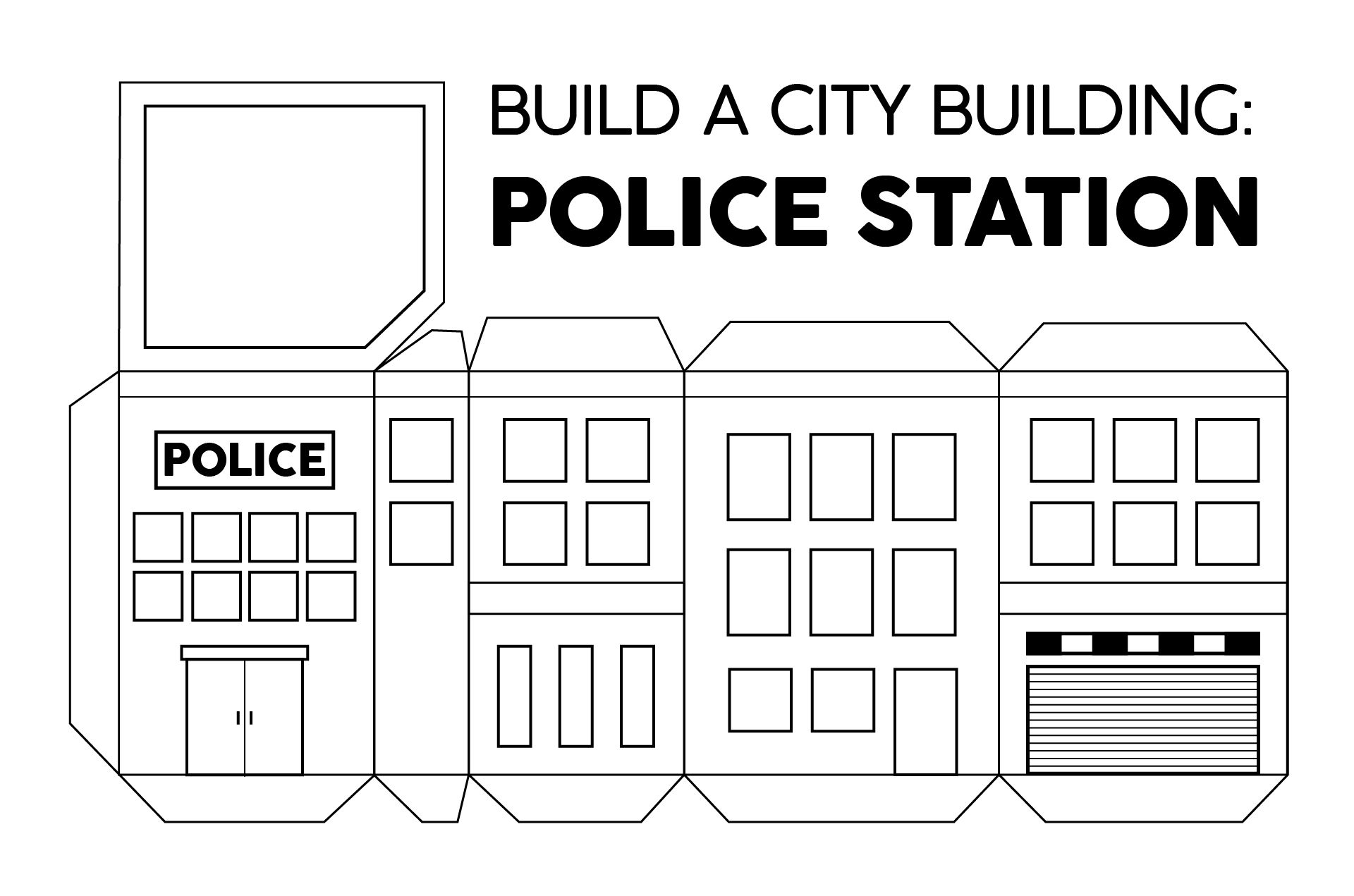 Printable Police Station Template DIY Paper City Building