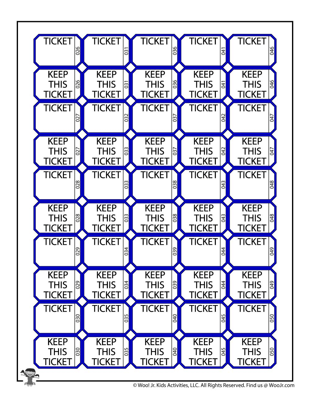 Printable Raffle Tickets Sheets Woo Jr Kids Activities 
