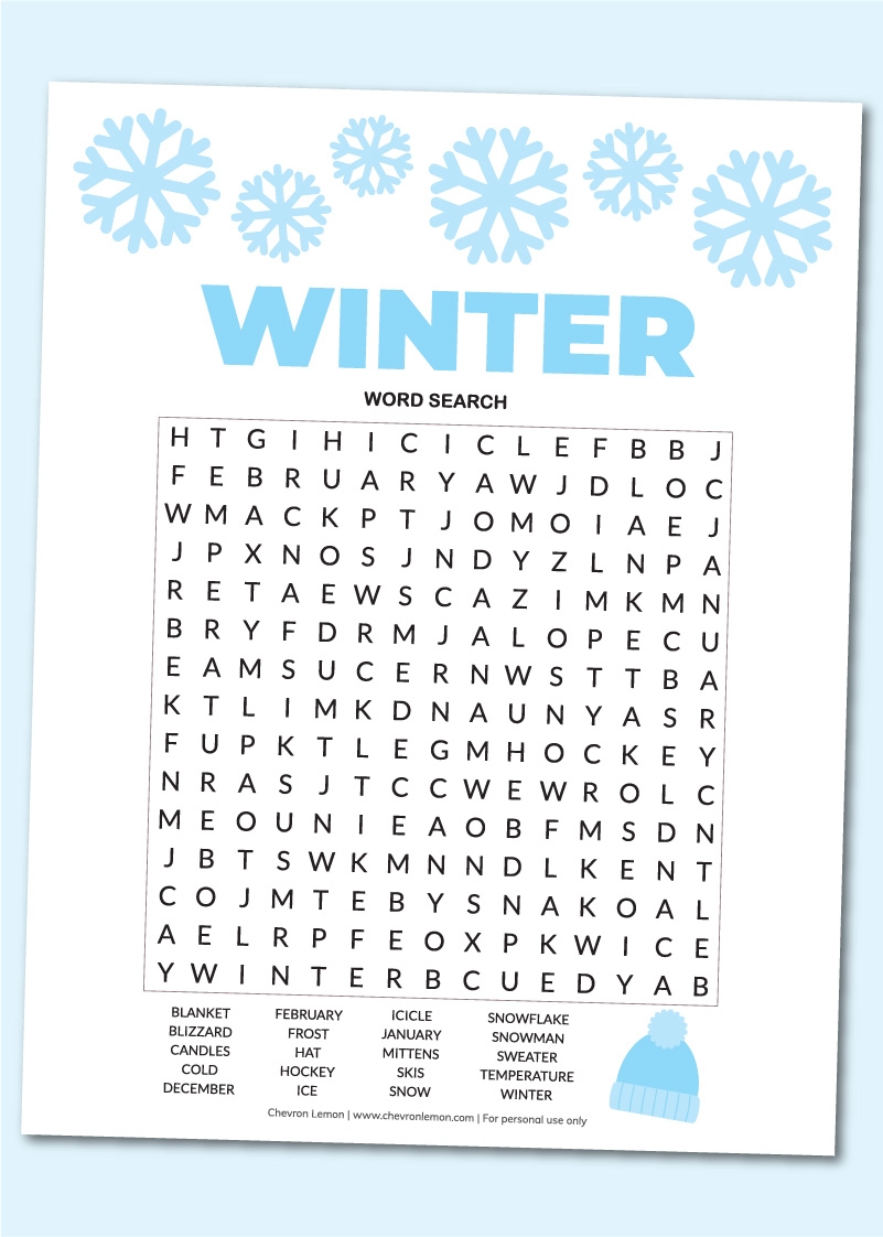 Free Printable Winter Word Puzzles