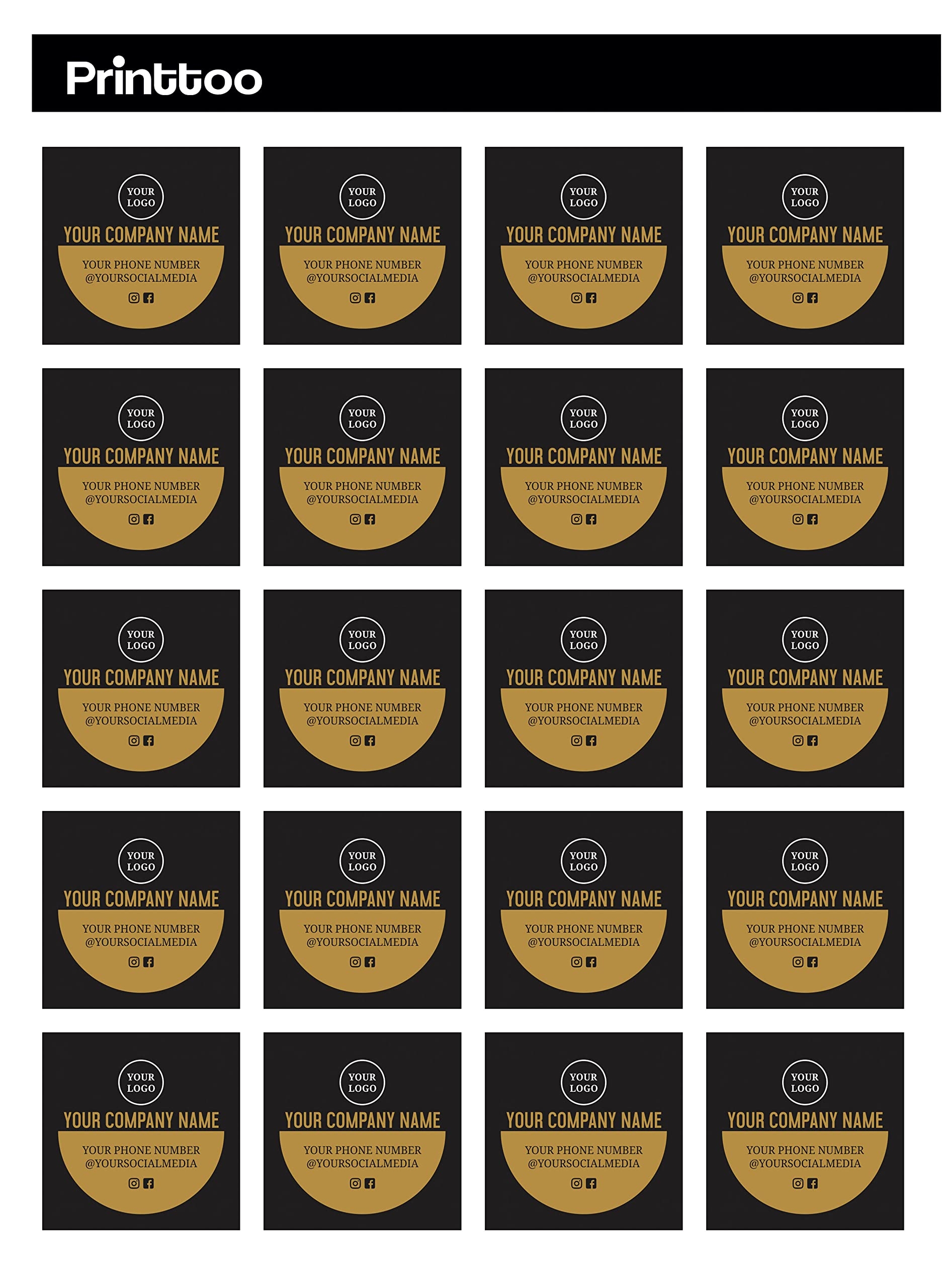 Printtoo Label Stickers For Small Businesses 100 Square Custom 
