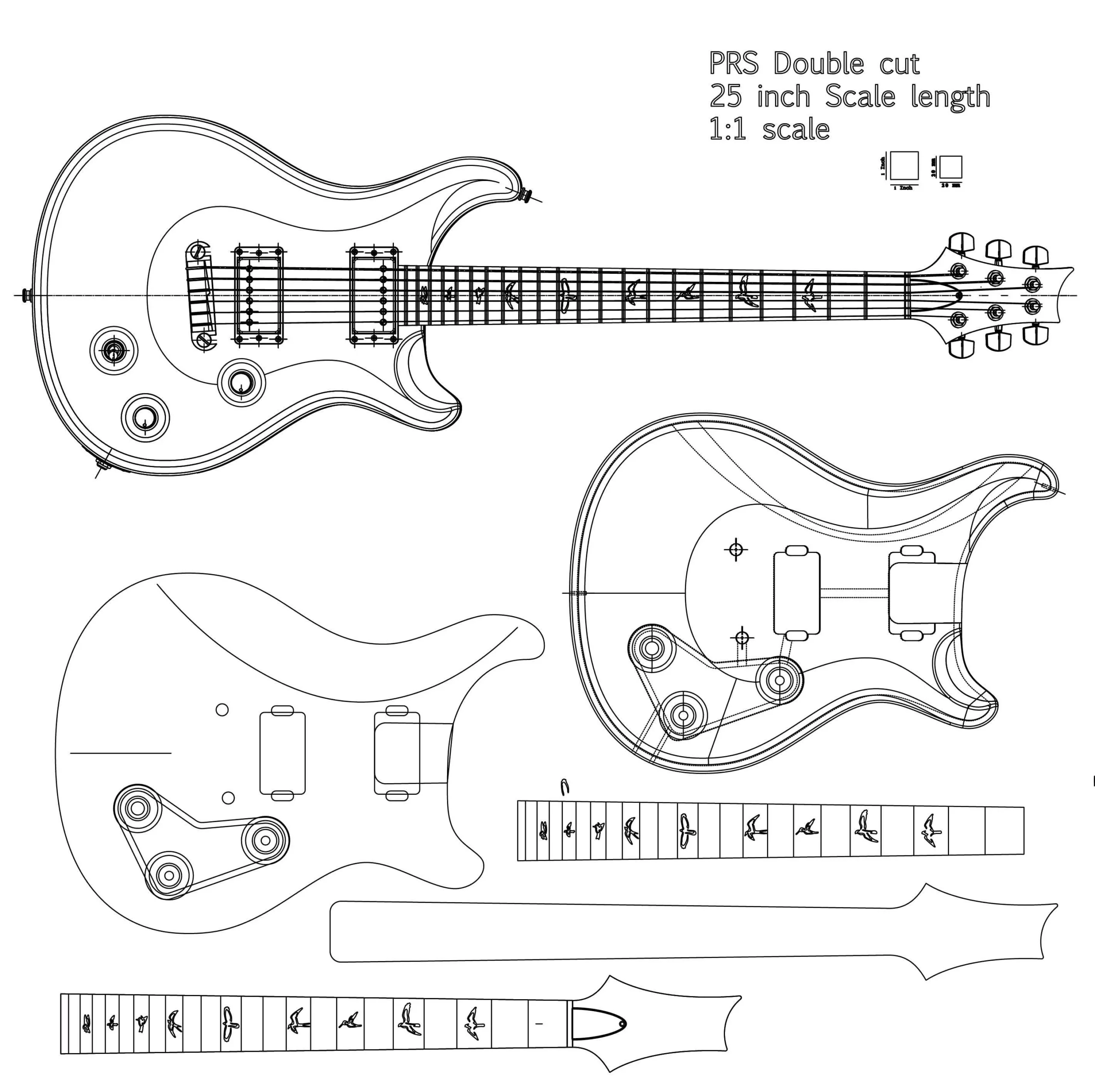 PRS Double Cut Guitar Plans Files Svg pdf jpg And Ai Download 