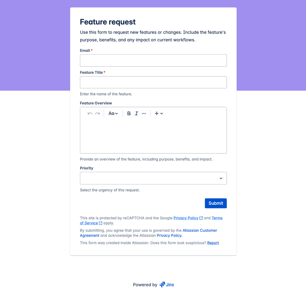 public forms in jira
