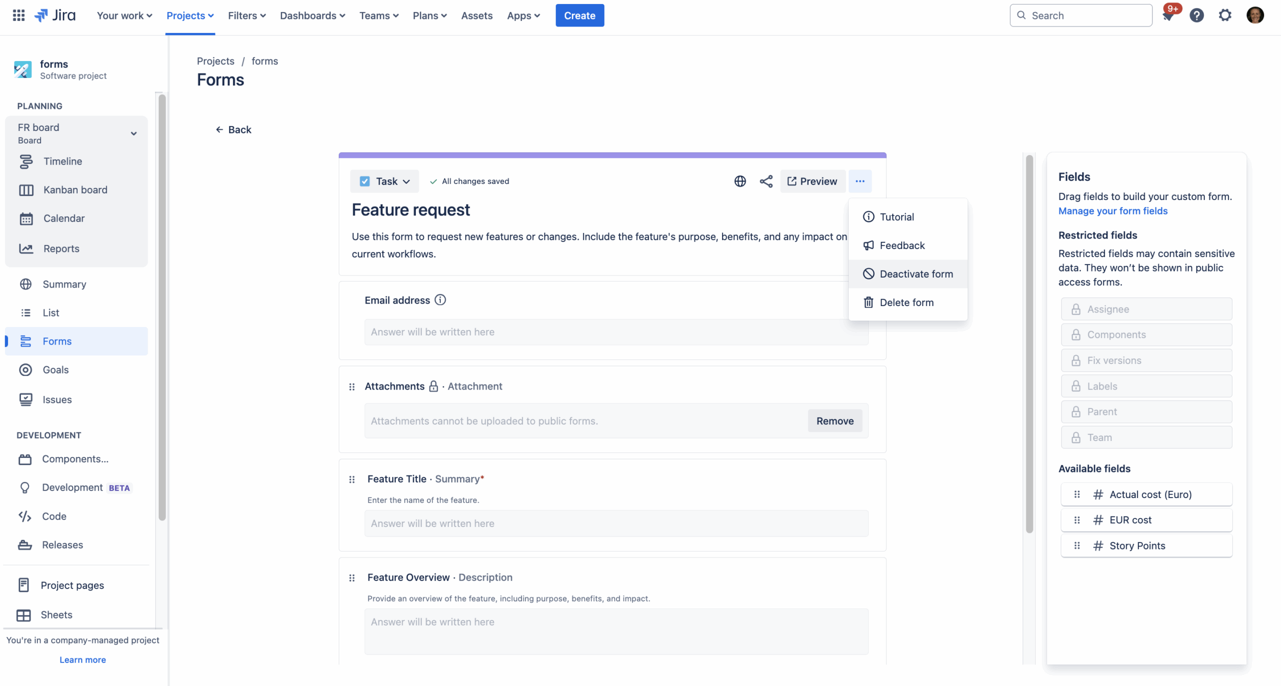 public forms in jira