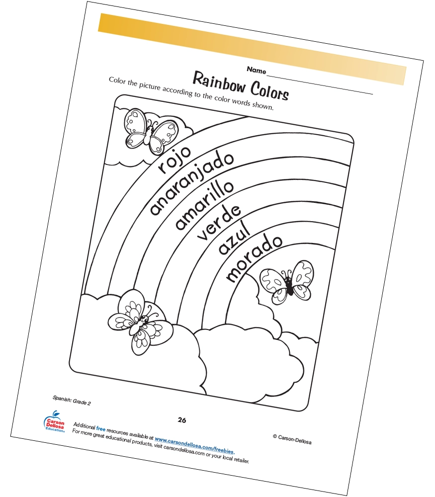 Rainbow Colors Spanish Free Printable Carson Dellosa
