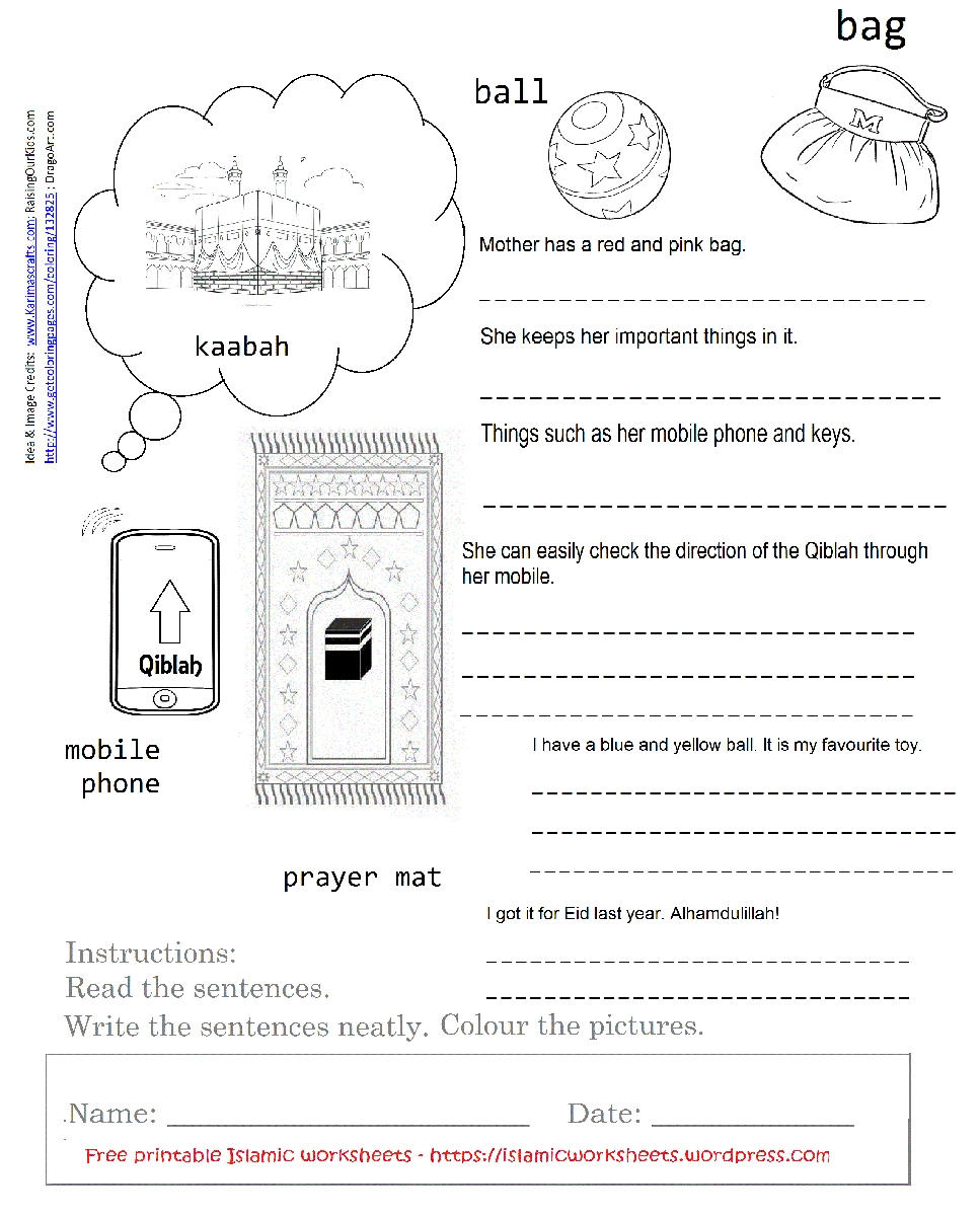 Reading amp Writing 1 Islamic Worksheets For Children