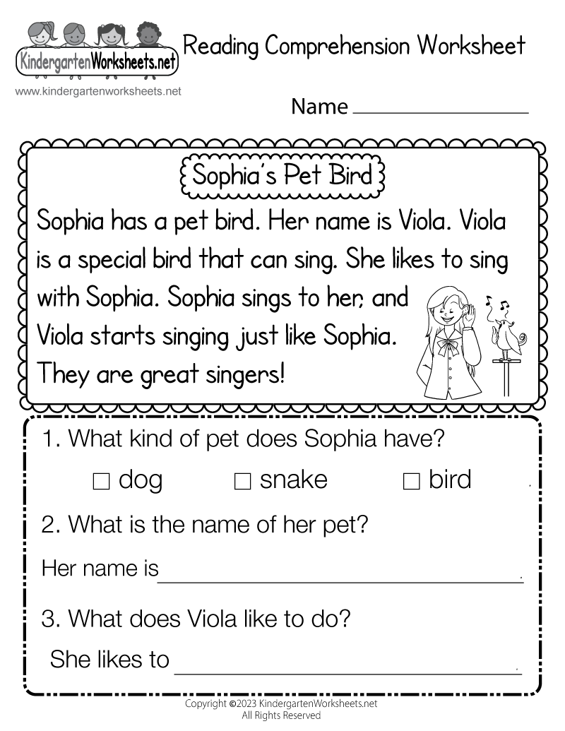 Reading Worksheets Printable Kindergarten