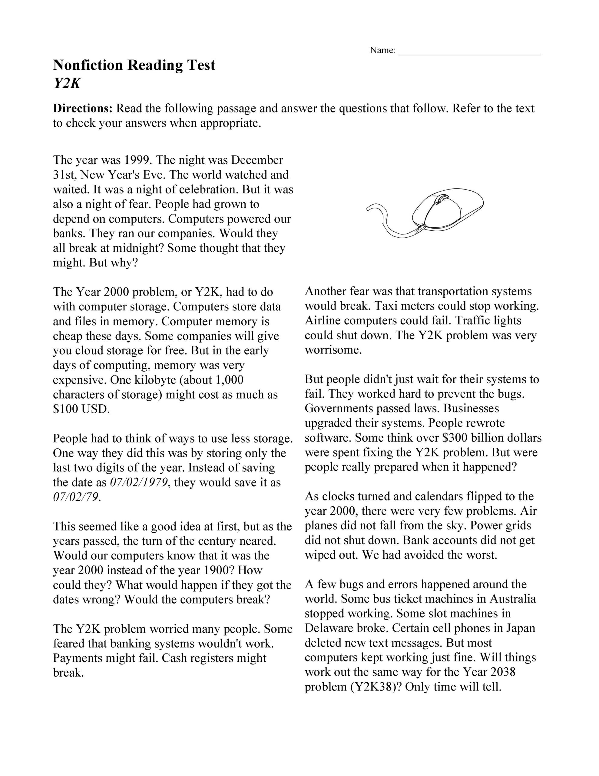 reading comprehension worksheets online or printable