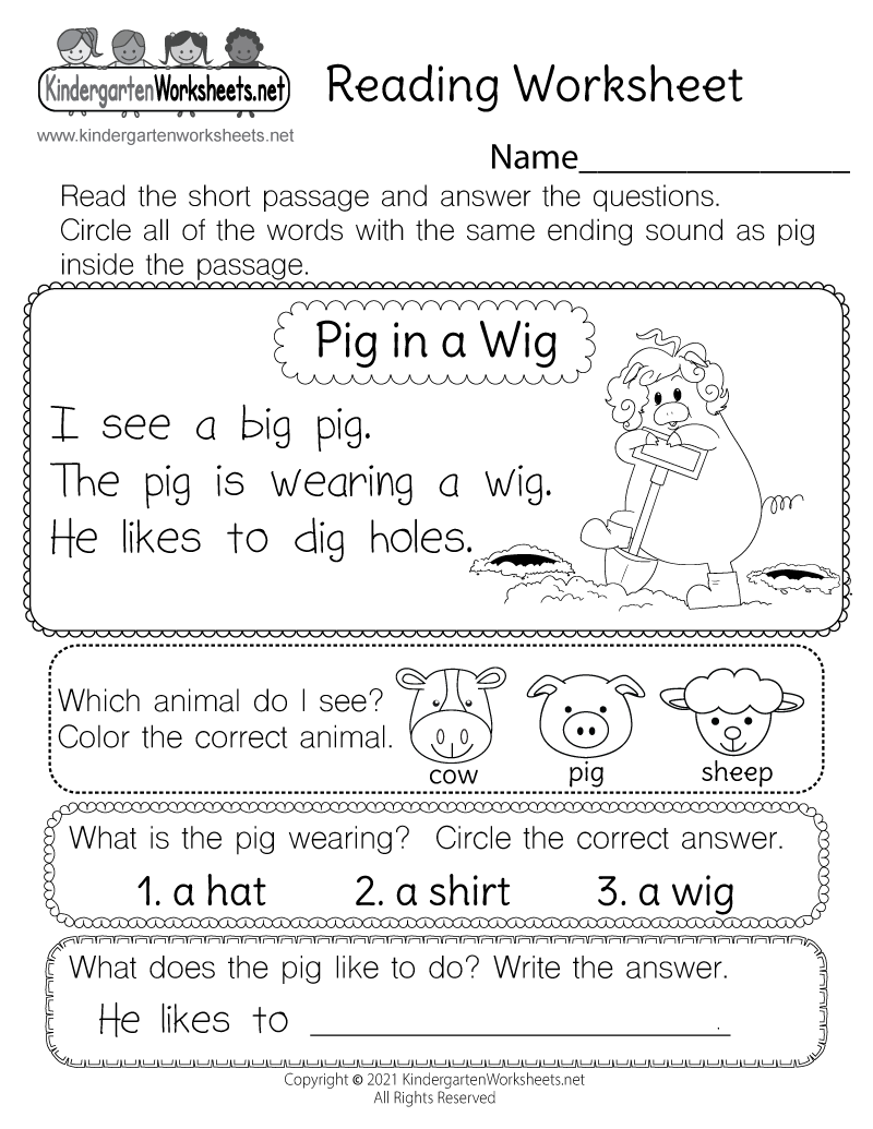 Free Printable Reading Comprehension Worksheets For 1st Grade