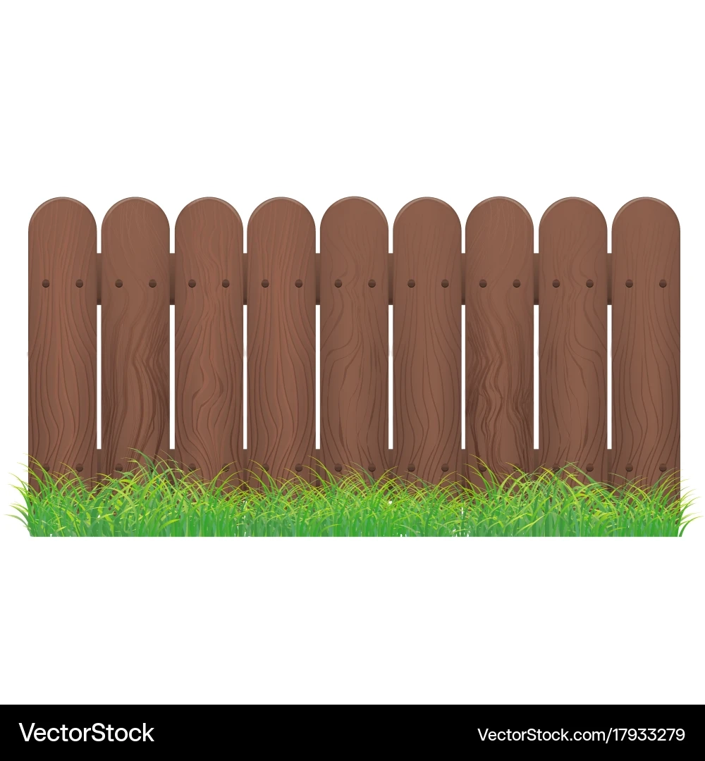 Realistic Template Blank Brown Fence And Green Vector Image