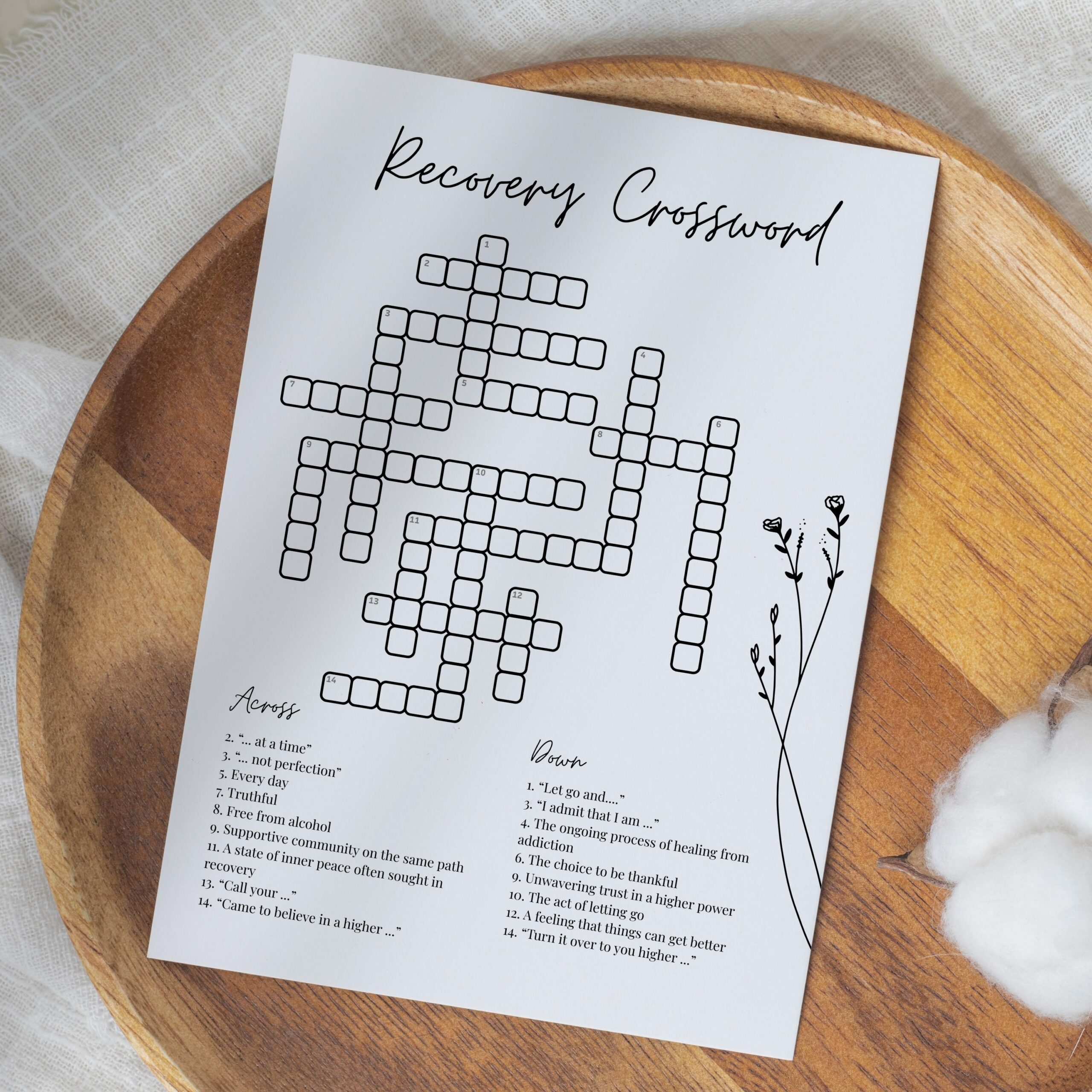 Recovery Crossword Game Answer Key 12 Steps Recovery 