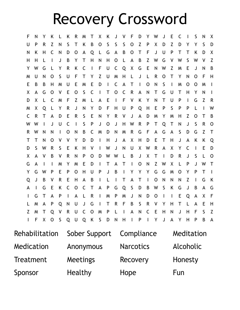 Recovery Word Search WordMint