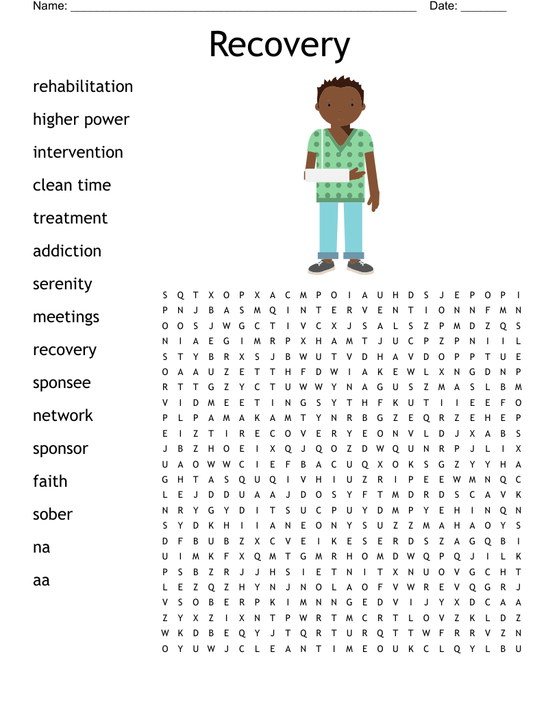 Recovery Word Search WordMint Worksheets Library