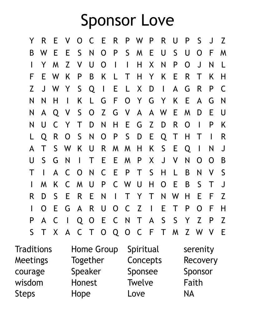 Recovery Word Search WordMint Worksheets Library