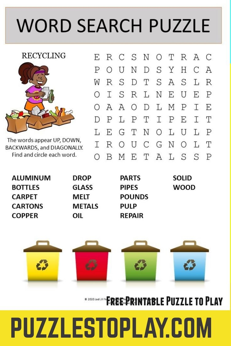 Free Printable Crossword Puzzles Garbage