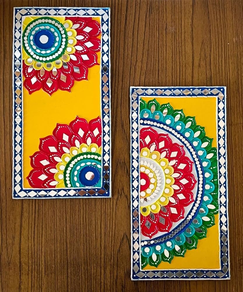 Rema Fabtex Art Lippan Art Mud Mirror Wall Decor Handmade Wall Art Flower 12 Inch X 6 Inch Amazon in Home amp Kitchen