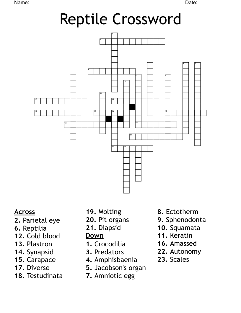 Reptile Crossword WordMint