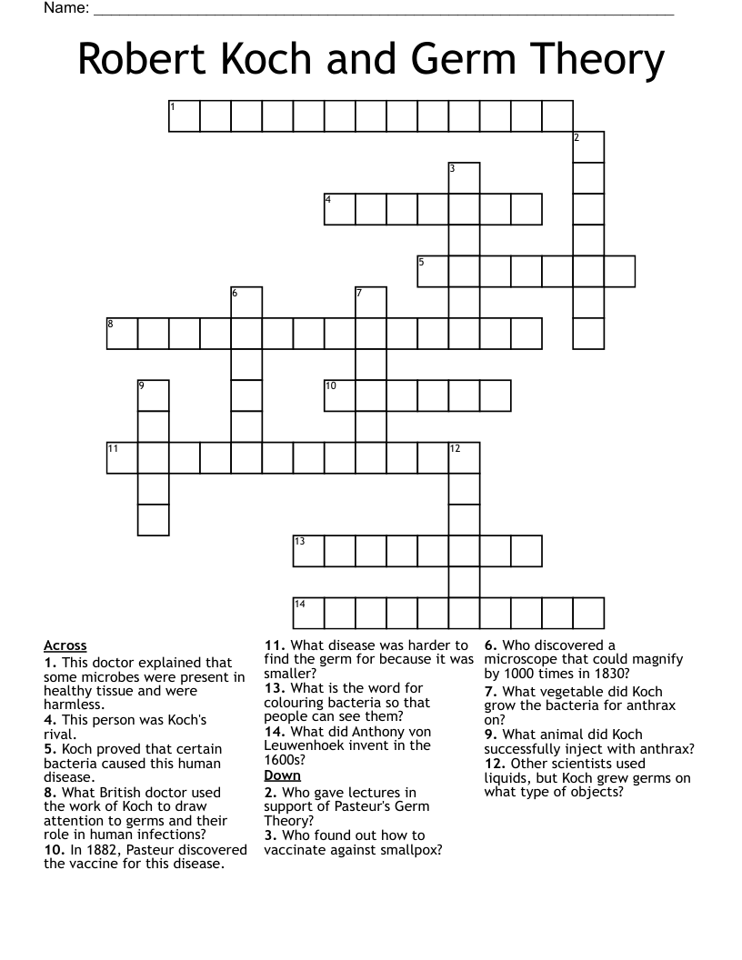 Robert Koch And Germ Theory Crossword WordMint