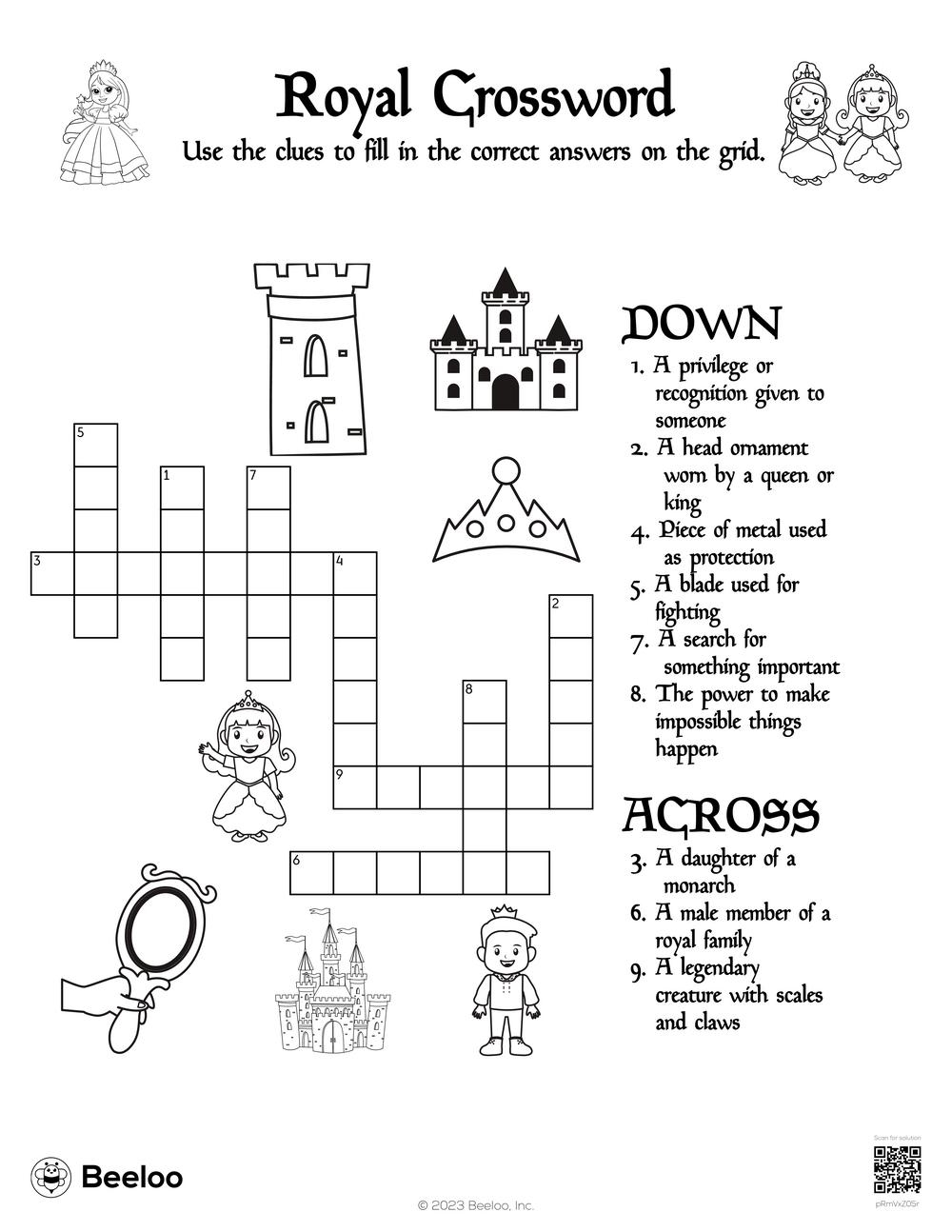Menu Of Family Crossword Printable